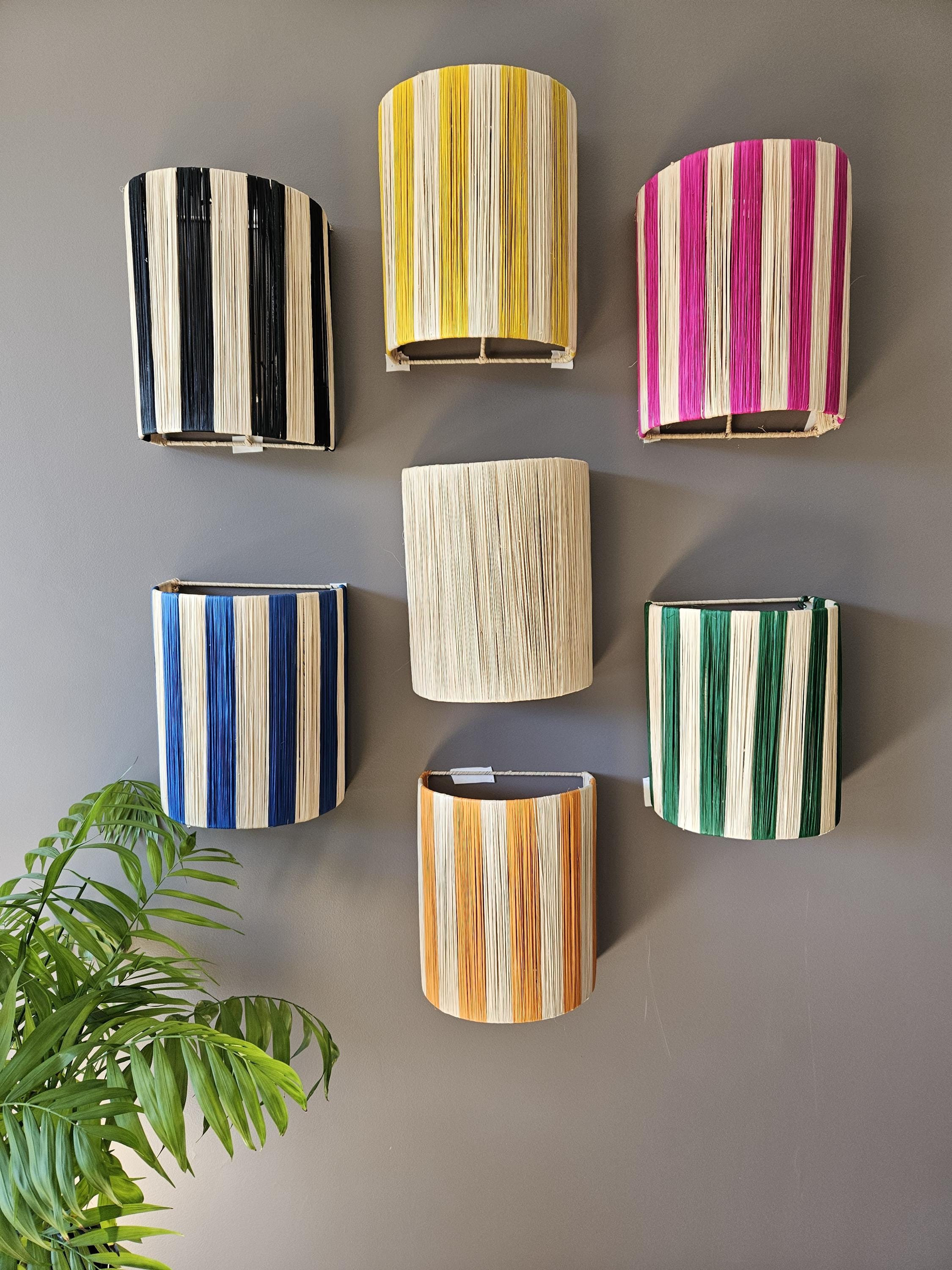 Moroccan raffia wall lamp - 7 colors available - Handmade