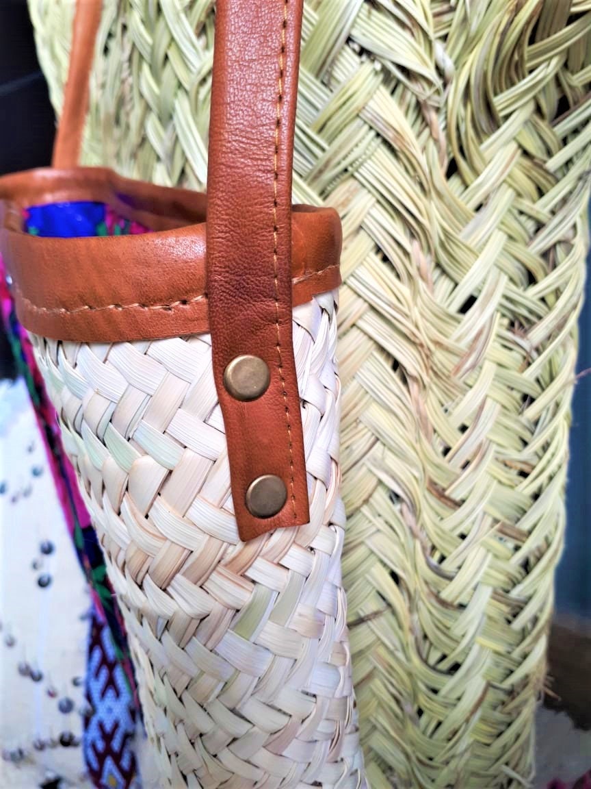 Nana handbag in doum and fabric scarf Handmade | Etsy