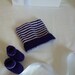 Square beanie hat and booties gift set socks shoes Preemie Purple