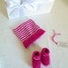 Square beanie hat and booties gift set socks shoes Preemie image 0