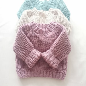 Hand Knitted Chunky Ribbed Baby Sweater: Gender Neutral Gift