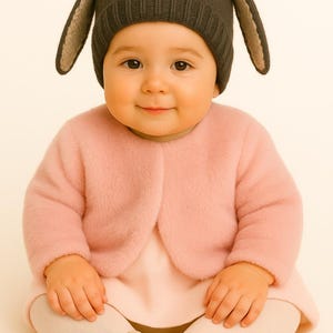 Handmade Knit Bunny Rabbit Children&#39;s Hat:  Soft Wool Beanie For Cooler Days