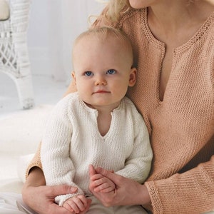Hand Knitted Baby Sweater: Ivory Cream Acrylic Slip-On Jumper