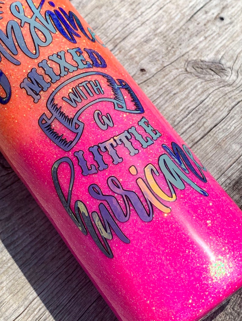 Orange and hot pink glitter tumbler Sunshine mixed with a Etsy