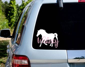 Horse decal, Horse lover decal, Equestrian decal, Girls decal, Horse and name decal, Horse car decal, Horse laptop decal
