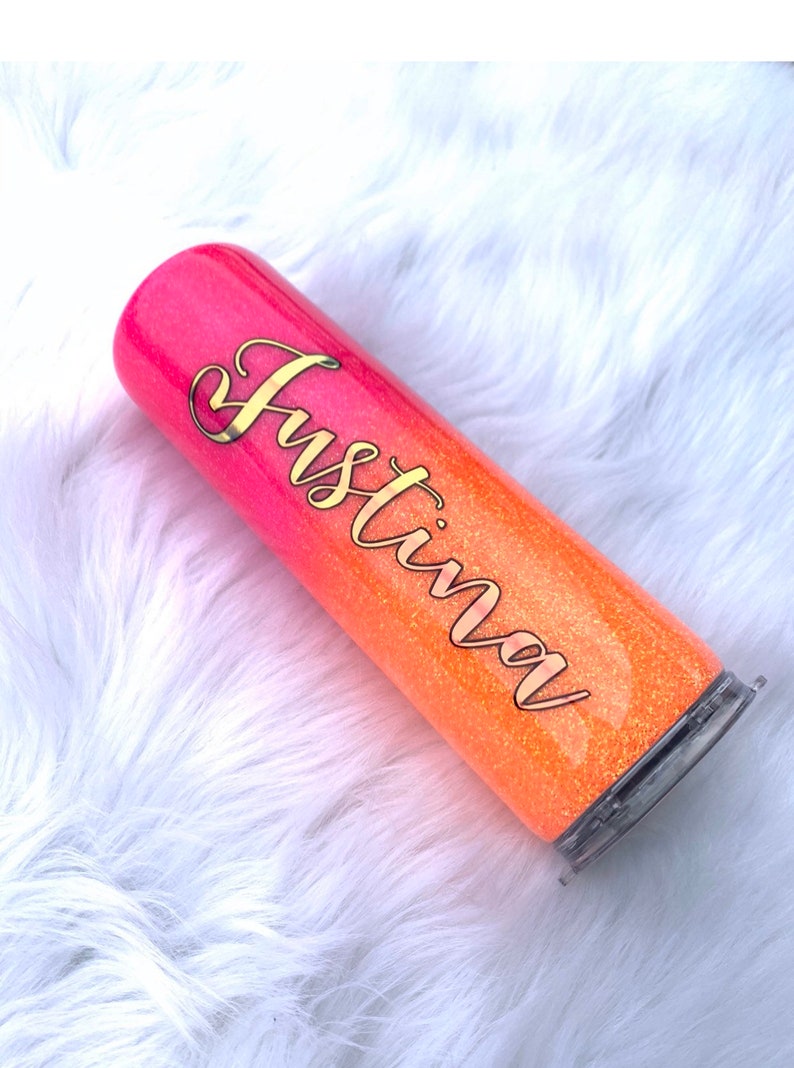 Orange and hot pink glitter tumbler Sunshine mixed with a Etsy