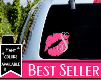Lips car decal, Car decals for women, Monogram car decal, Car accessories for women, Kisses car decal, Makeup car decal