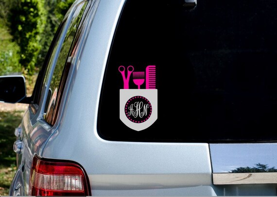 Hair Stylist Car Decal Hair Dresser Decal Monogram Decal For Etsy