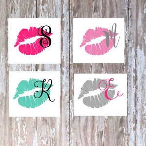 Lips with initial decal, Girly decal, Tumbler decal, Decals for cars, Car decal, Lip decal, girly decal, Girly car decal