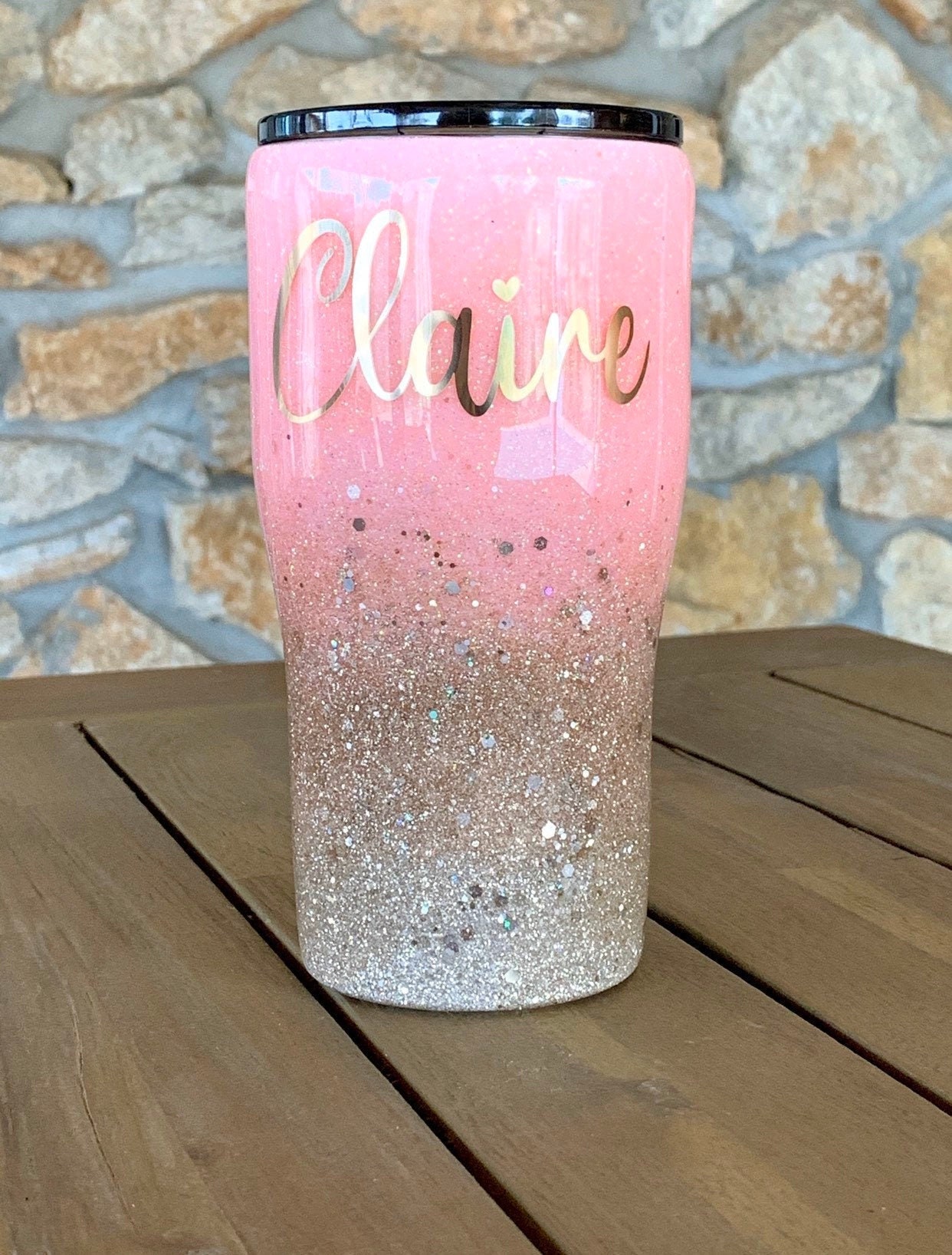 Pink & Gold Glitter Tumbler, 30 oz Skinny Tumbler with Straw, Personal –  The Blessed Honey Co.