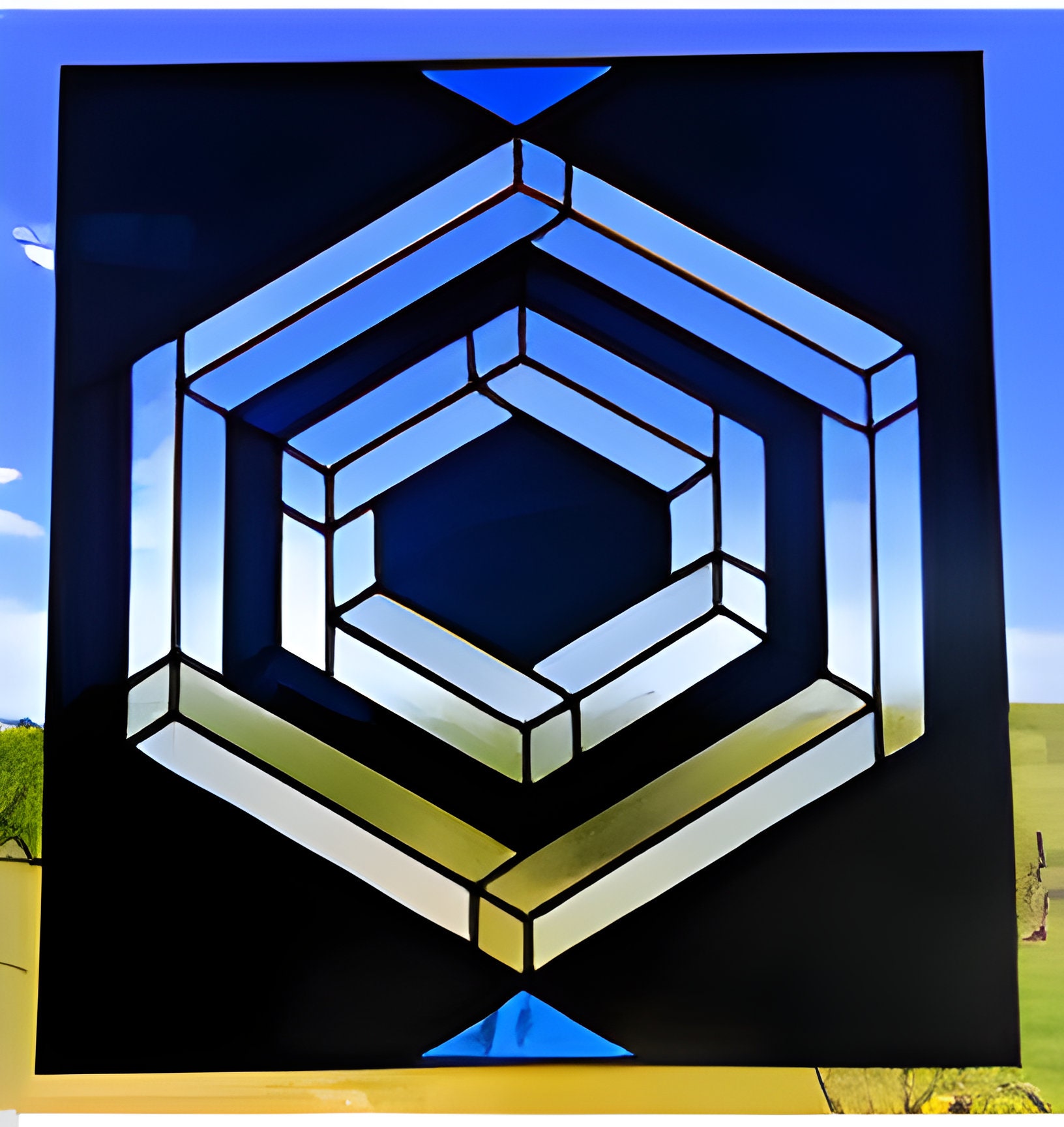 Stained Glass Optical Illusion. Window Panel. 18.5