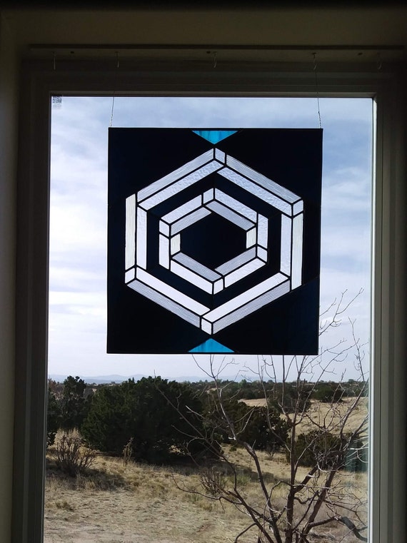 Stained Glass Optical Illusion. Window Panel. 18.5 X | Etsy