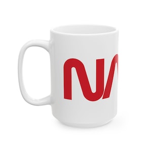 Taza de cerámica con el icónico logo del "gusano" de la NASA / Taza de café de cerámica de la NASA / 444 ml / Regalo para amantes del espacio / Taza de astronauta