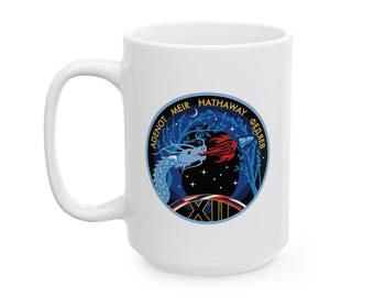 Koffiemok met NASA SpaceX Crew-12 missie naar het Internationale Ruimtestation patch, keramische ruimtemok van 440 ml, cadeau voor ruimteliefhebbers. Shop Martin.