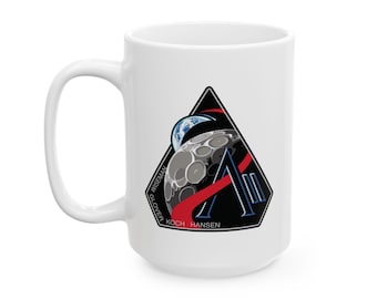 Koffiemok met NASA Artemis II-missie-embleem, 440 ml keramische ruimtemok, cadeau voor ruimteliefhebbers. Shop Martin.