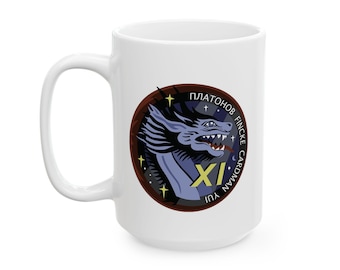 Koffiemok met Crew-11 missiepatch, 440 ml keramische ruimtemok, cadeau voor ruimteliefhebbers. Shop Martin.