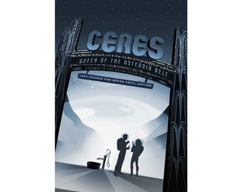 Ceres Retro Space Travel Poster Matte Vertical Poster | Asteroid Belt Art