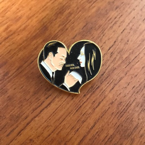 Morticia and Gomez Addams - Mon Cher! Gold Metal Lapel Pin