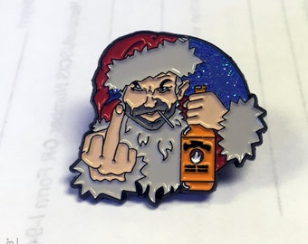 Bad Santa emaille speld, grappige kerstspeld voor op de revers, ondeugend kerstcadeau