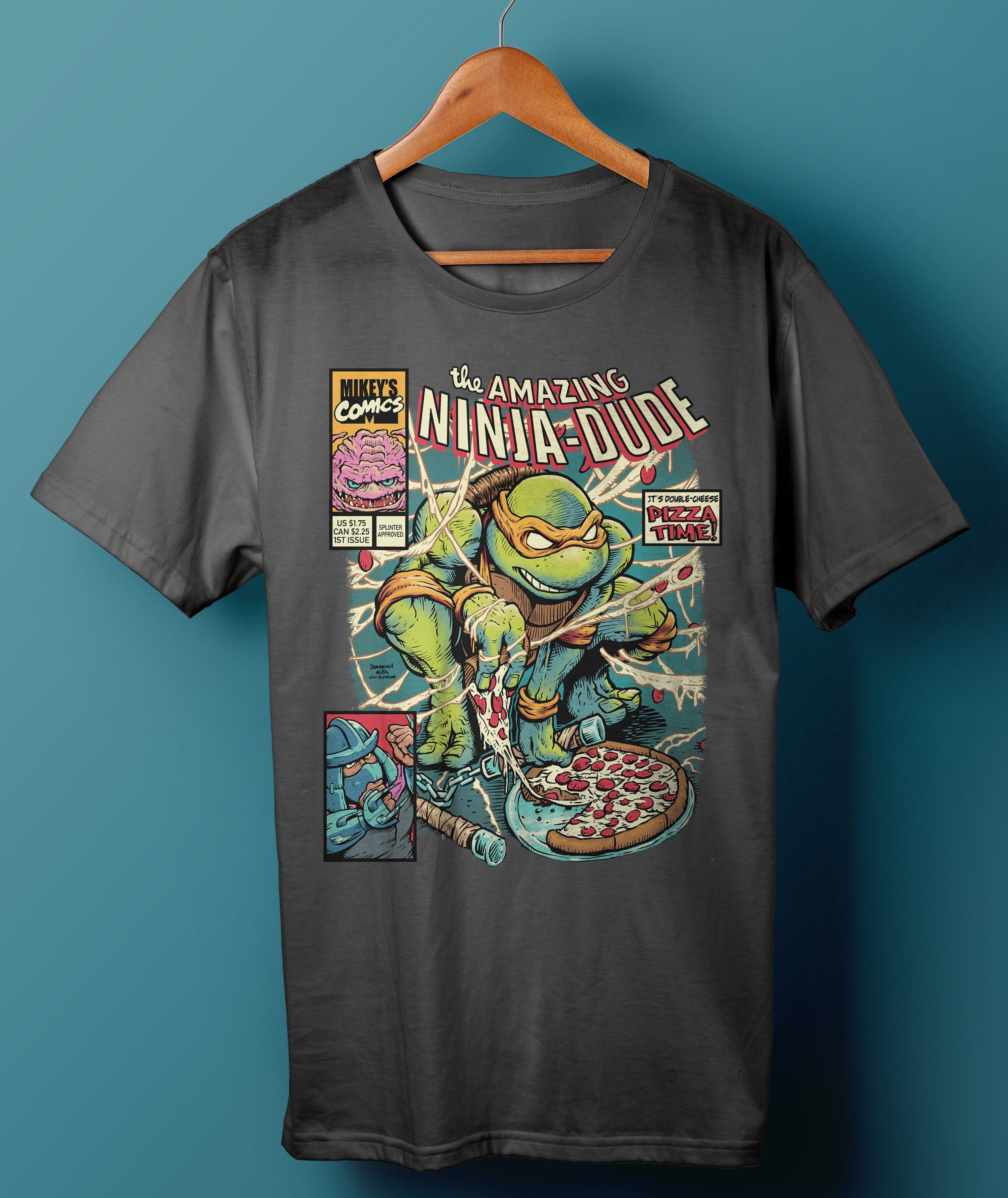 1980 Teenage Mutant Ninja Turtles Mean Green Pizza Eating Machine Jeugd T-shirt Kleding Jongenskleding Tops & T-shirts T-shirts T-shirts met print 