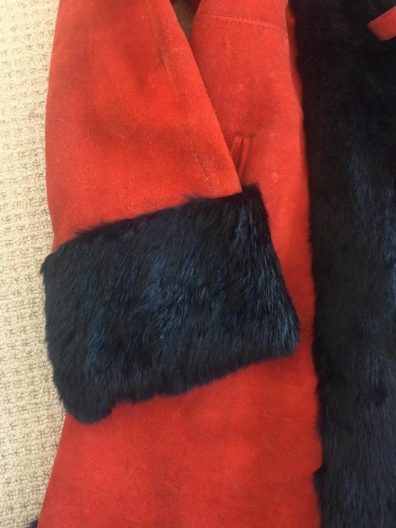 1960s Penny Lane Suede Jacket Red and Black - image 10