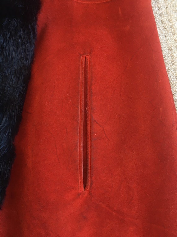 1960s Penny Lane Suede Jacket Red and Black - image 8