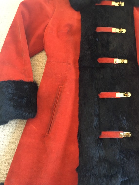 1960s Penny Lane Suede Jacket Red and Black - image 5