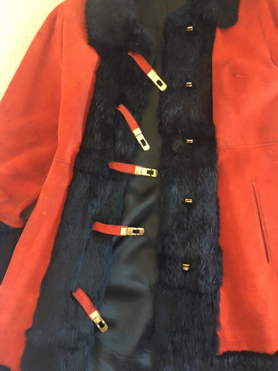 1960s Penny Lane Suede Jacket Red and Black - image 6