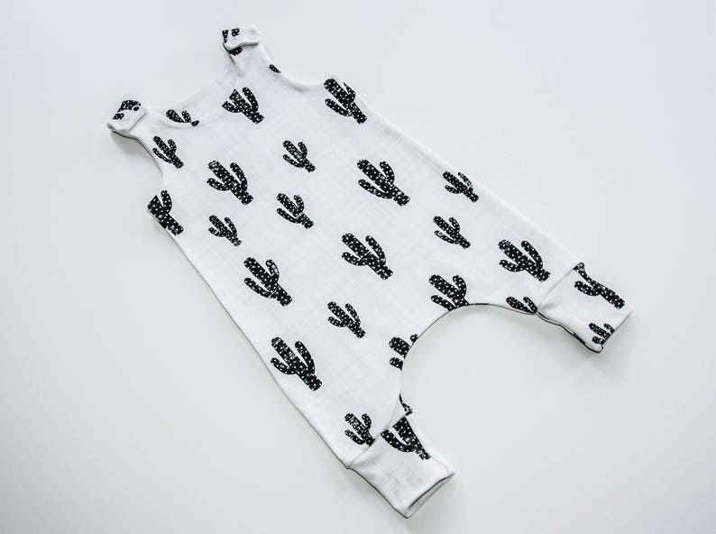 organic baby clothes monochrome romper Black cactus baby romper,baby boy romper baby boy clothes baby girl clothes baby girl romper