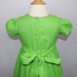 Green Embroidered Smocked Dress image 3