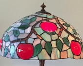 Beautiful Stained Glass Lampshade and Lamp, Apple Themed