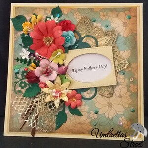 Zachte kaart geschikt voor elke gelegenheid. Grootte 5,9 "x 5.9" / 15 cm op 15 cm, gemaakt met design papier, handgesneden items