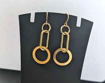 Cool Gold Stainless Steel Chunky Chain Link Unusual Modern Geometric Sensitive Earrings