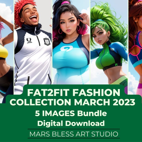 Fat2Fit Fashion Collection March 2023 - Digital Download of Five Coloring Pages for Kids and Adults