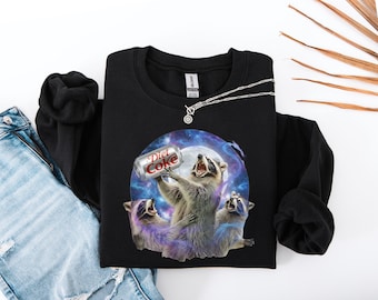 Funny Raccoon Diet Coke Sweatshirt|Funny shirt for Animal Lovers | Funny Meme | funny Raccoon sweatshirt|Vintage Meme Raccoon Diet Coke