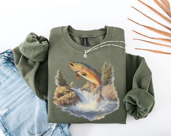 Retro 90's Trout Sweatshirt | Flyfishing Apparel Gift