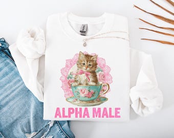 Felpa con gattino divertente Alpha Male/gattino/felpa con meme di gatto divertente/regali per fidanzato/regalo per padre/amante dei gatti/regalo per gatto/weirdcore