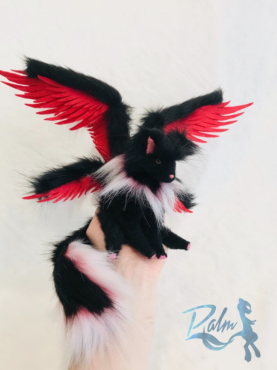Geflugelte Schwarze Wolf Fantasie Kreaturen Puppe Wolf Etsy