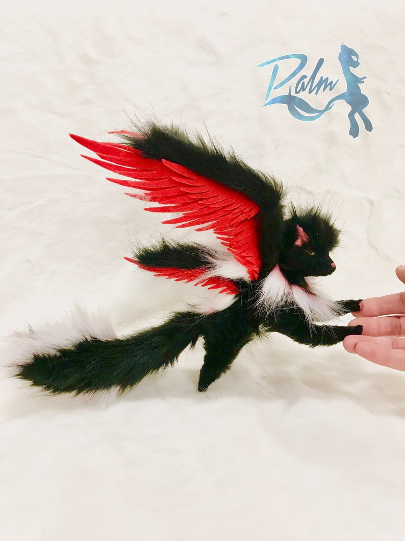 Winged black wolf fantasy creatures doll wolf doll. 7 inches Etsy