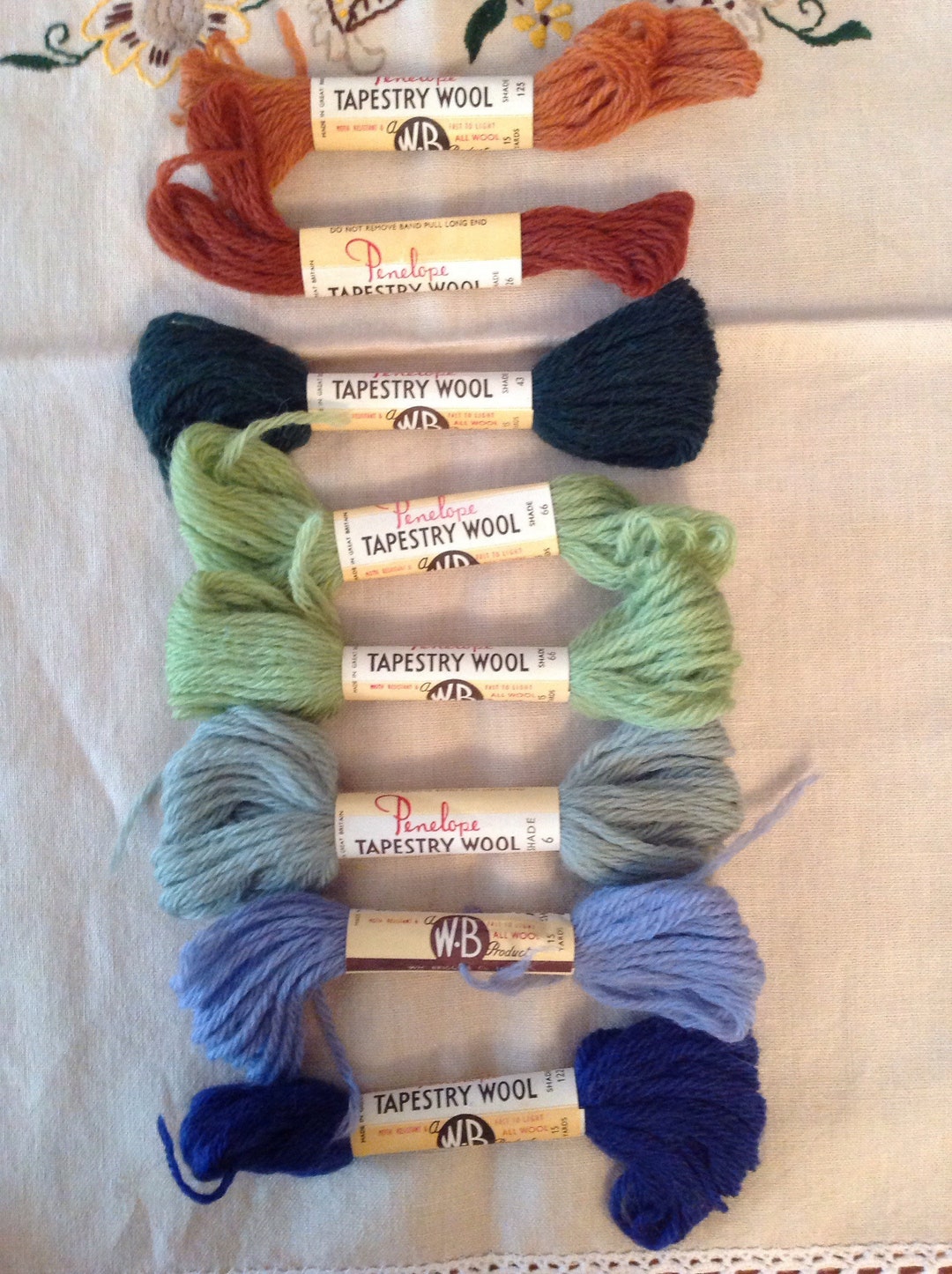 8 Skiens of Penelope Tapestry Wool Made by W M Briggs Co Ltd in Brown Green and Blue Etsy Canada