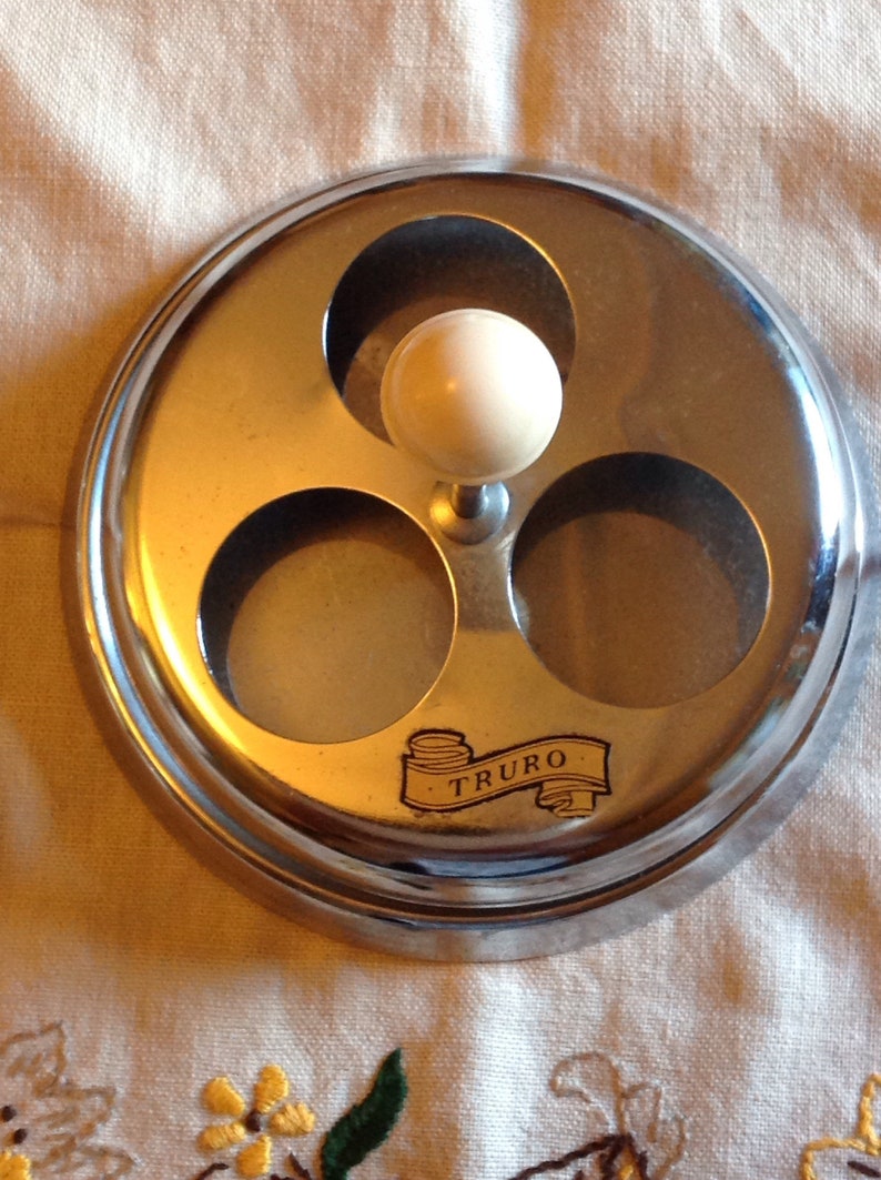 Vintage Revolving Cruet Set Chrome With Glass Salt, Pepper and Mustard Pots, Decorated With a