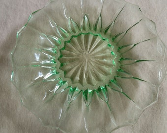 Vintage green pressed glass side plate