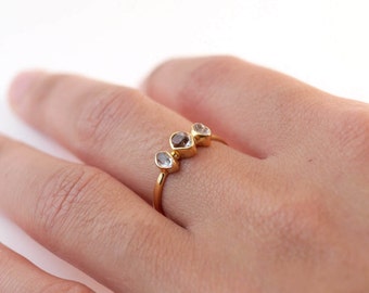 Anillo de diamantes Herkimer, Anillos para mujeres, Anillo de oro, Anillo de diamantes, Anillo de aniversario, Anillo para ella, Anillo hecho a mano, Anillo de diamantes en bruto,