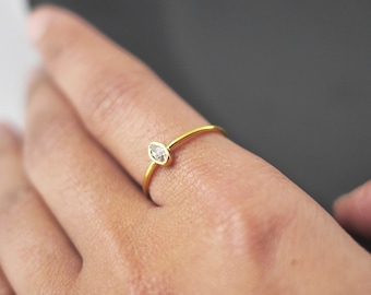 Herkimer Diamond Ring | Gold Herkimer Diamond Ring  | Diamond Ring | Alternative Engagement Rings | Wedding Rings | Gold Rings | Bride Gift