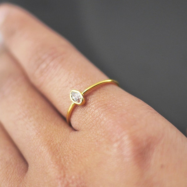 Herkimer Diamond Ring | Gold Herkimer Diamond Ring  | Diamond Ring | Alternative Engagement Rings | Wedding Rings | Gold Rings | Bride Gift