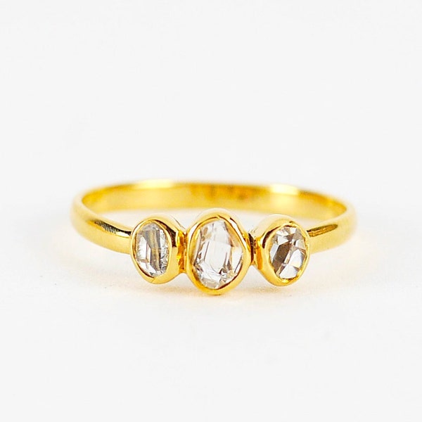 Herkimer Diamond Ring Gold | Dainty Rings | Ring For Girlfriend | Delicate Rings | Stacking Rings | Gold Engagement Ring | Ring With Stones