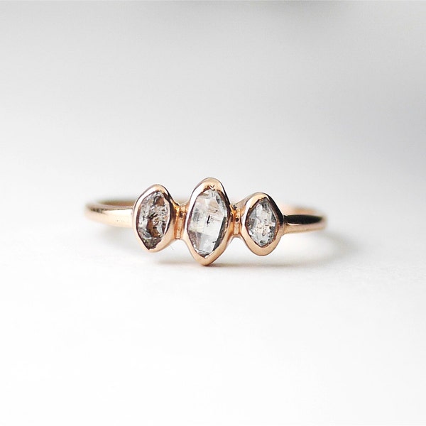 Rose Gold Herkimer Diamond Ring | Rose Gold Rings | Ring For Girlfriend | Stacking Rings | Rose Gold Engagement Ring | Ring With Stones