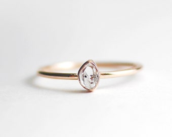 Herkimer Diamond Rose Gold Ring | Stacking Rings | Ring For Girlfriend | Delicate Rings | Rose Gold Rings | Rings With Stones | Rings