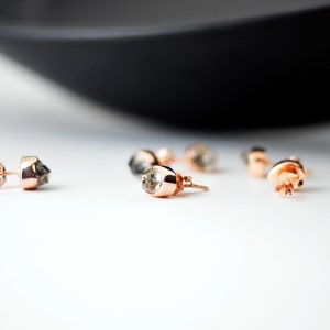 Herkimer Diamond Gold Earring Studs | Rough Herkimer Diamond Studs | Stone Earrings | Gift For Wife | Stud Earrings Gold | Anniversary Gift