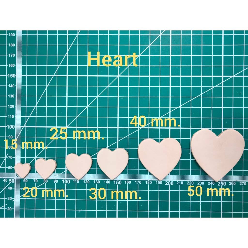 Heart Shape, Blank Leather Heart, 6 Sizes, Mixed Colors, Heart Die Cut